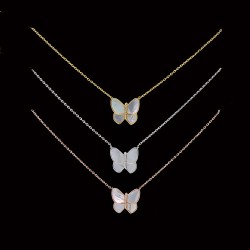 Van Cleef & Arpels Two Butterfly Of Rose Gold/VCA Necklaces Silver 3 Colors 