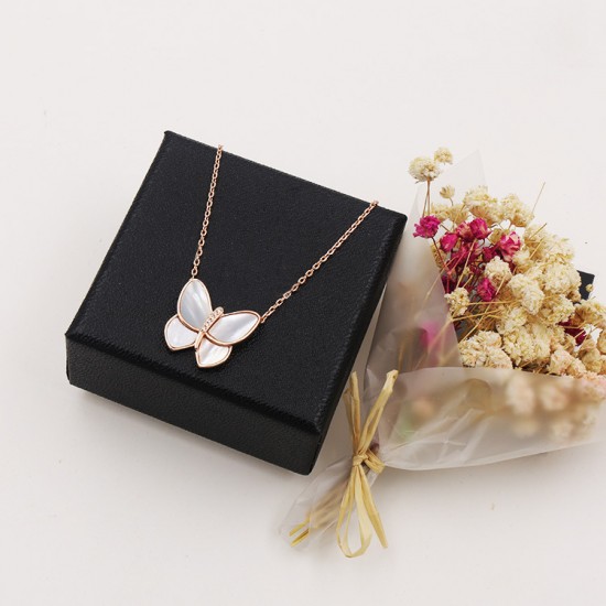 Van Cleef & Arpels Two Butterfly Of Rose Gold/VCA Necklaces Silver 3 Colors