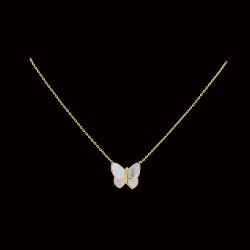 Van Cleef & Arpels Two Butterfly Of Rose Gold/VCA Necklaces Silver 3 Colors 