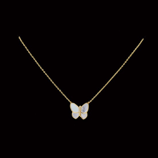 Van Cleef & Arpels Two Butterfly Of Rose Gold/VCA Necklaces Silver 3 Colors