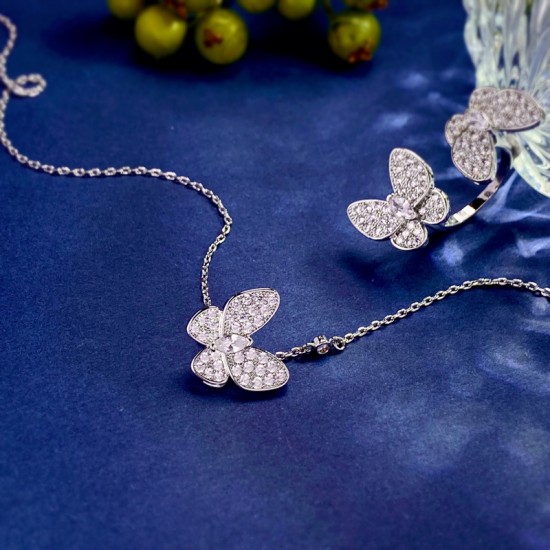 Van Cleef & Arpels Two Butterfly Of Silver/VCA Necklaces