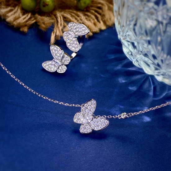 Van Cleef & Arpels Two Butterfly Of Silver/VCA Necklaces