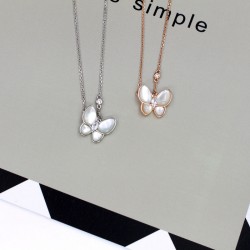 Van Cleef & Arpels Two Butterfly Rose Gold/VCA Necklaces Silver/Gold 2 Colors 