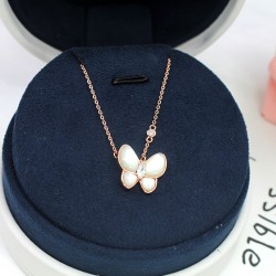 Van Cleef & Arpels Two Butterfly Rose Gold/VCA Necklaces Silver/Gold 2 Colors 