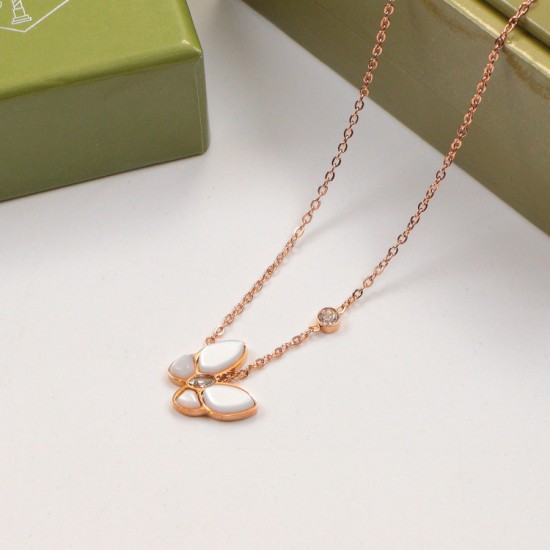 Van Cleef & Arpels Two Butterfly Rose Gold/VCA Necklaces Silver/Gold 3 Colors