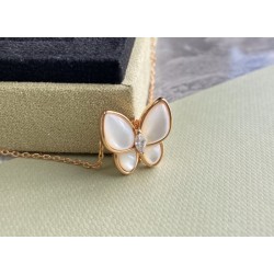 Van Cleef & Arpels Two Butterfly Rose Gold/VCA Necklaces White 