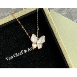 Van Cleef & Arpels Two Butterfly Rose Gold/VCA Necklaces White 