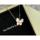 Van Cleef & Arpels Two Butterfly Rose Gold/VCA Necklaces White