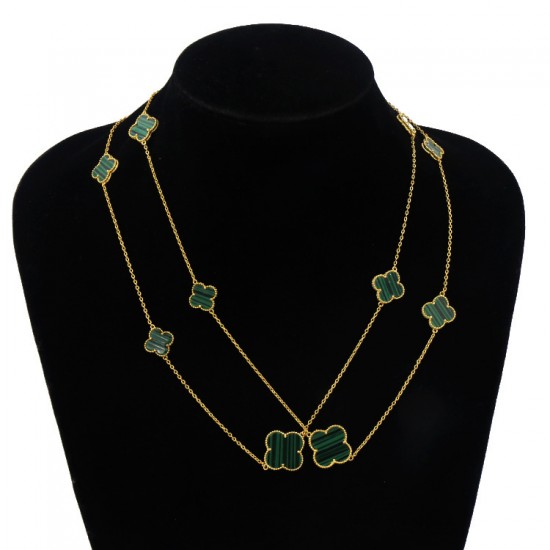 Van Cleef & Arpels Vintage Alhambra Of Gold VCA Necklaces Green White 11 Flowers