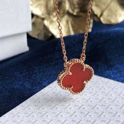 Van Cleef & Arpels Vintage Alhambra Of Rose Gold VCA Necklaces Red 