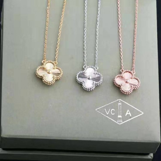 Van Cleef & Arpels Vintage Alhambra Of Rose Gold VCA Necklaces Silver