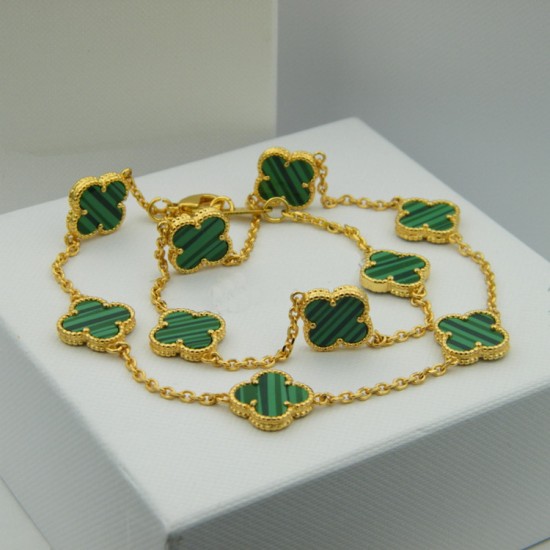 Van Cleef & Arpels Vintage Alhambra VCA Necklaces Rose Gold/Green 10 Flowers