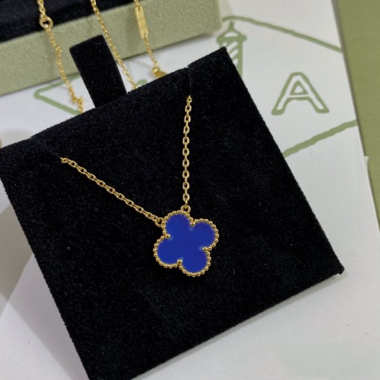 Van Cleef & Arpels Vintage Alhambra Yellow Gold Blue Pendant