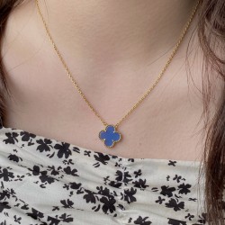 Van Cleef & Arpels Vintage Alhambra Yellow Gold Blue Pendant 