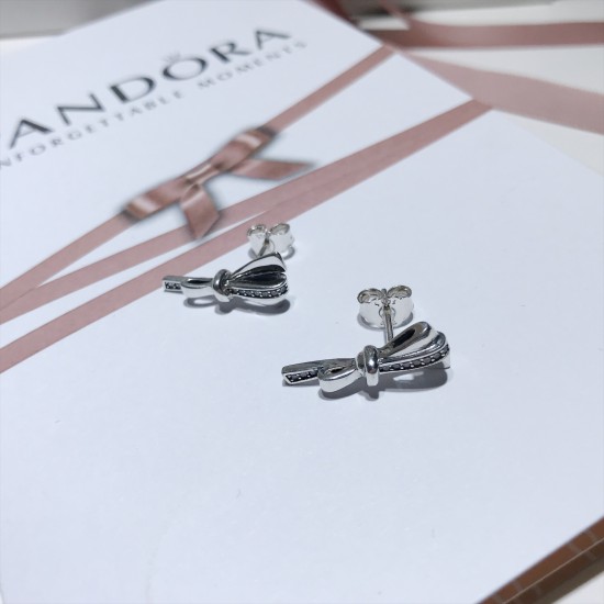 Pandora Gorgeous Bow Earrings Sterling Silver