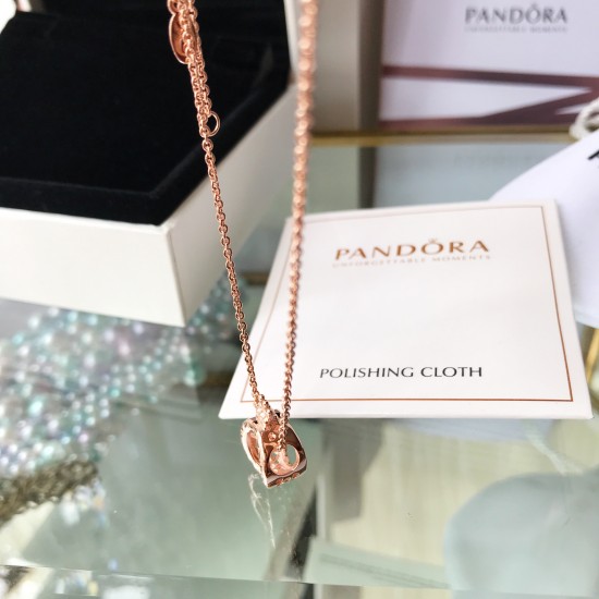 Pandora Crown letter O Necklace Rose Gold