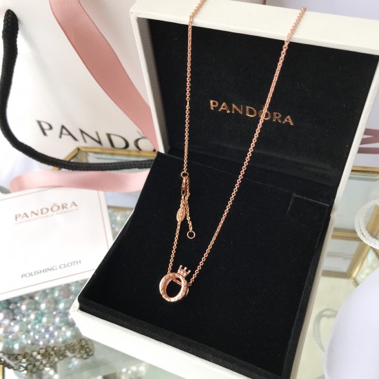 Pandora Crown letter O Necklace Rose Gold