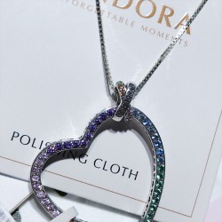 Pandora Heart Shaped Rainbow Pendant Sterling Silver