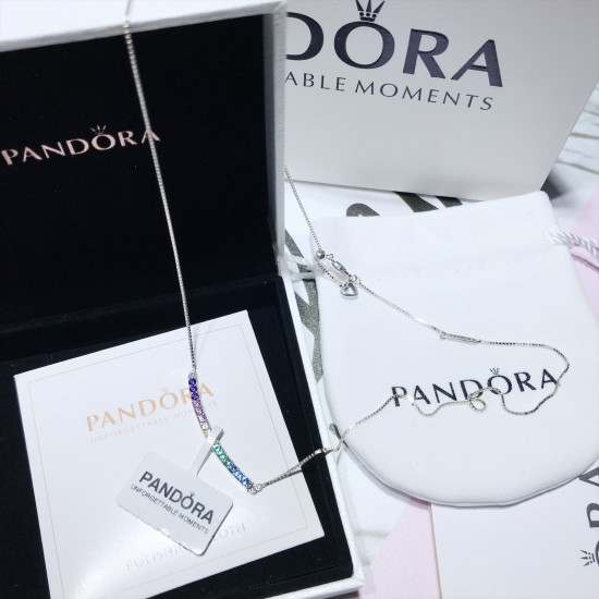 Pandora Rainbow Smile Necklace Sterling Silver