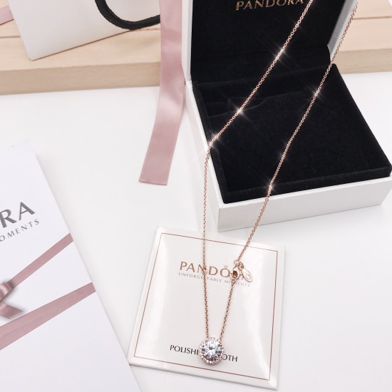 Pandora Round Sparkle Halo Necklace 386240CZ