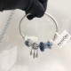 Pandora Sterling Silver Bangle Silver Blue 20082732