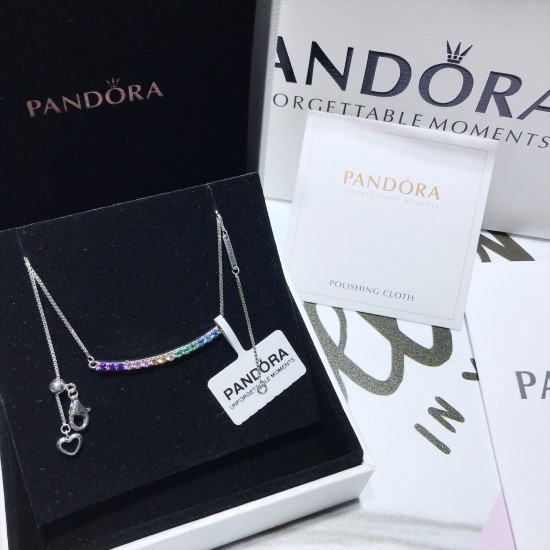 Pandora Rainbow Smile Necklace Sterling Silver