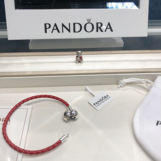 Pandora Bangle Red Silver 20082717