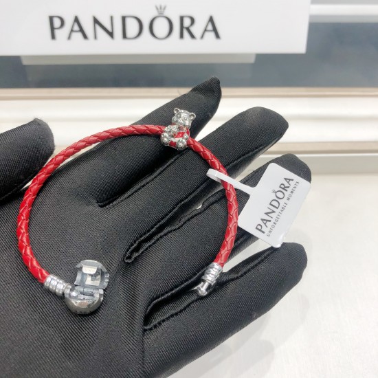 Pandora Bangle Red Silver 20082717