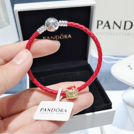 Pandora Golden Pig Red Rope Bangle