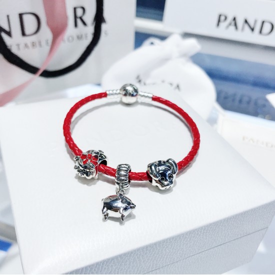 Pandora Pig Red String Bracelet