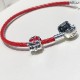 Pandora Silver Pig Red Rope Bangle