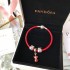 Pandora Red Single Circle Bangle Cow Leather