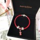 Pandora Red Single Circle Bangle Cow Leather