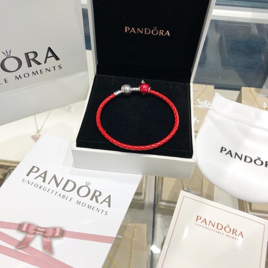 Pandora Sterling Silver Bangle Red Silver 20082758