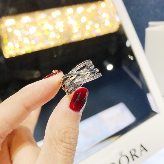 Pandora Sparkling And Polished Lines Ring 190919CZ