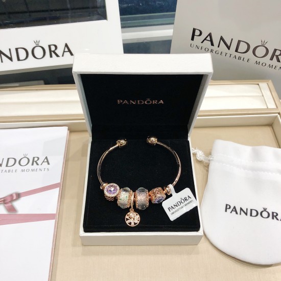 Pandora 18K Rose Gold Bangle Gold Purple 20082744