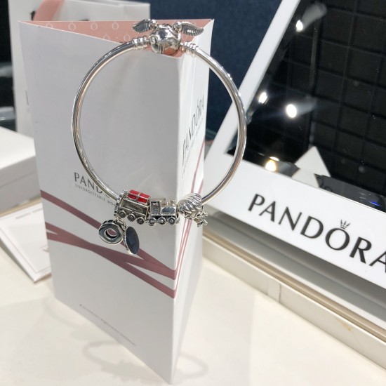 Pandora Bangle Sterling Silver Blue Red 20082706