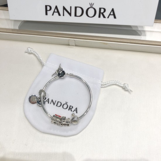 Pandora Bangle Sterling Silver Blue Red 20082706