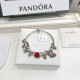 Pandora Bangle Sterling Silver Red 20082721