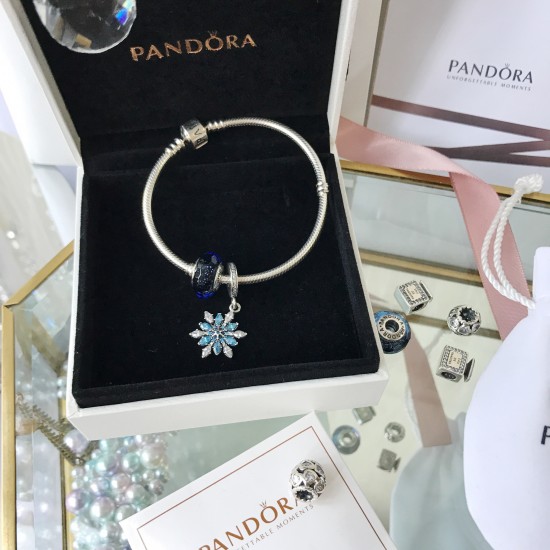 Pandora Crystal Snow Bangle Sterling Silver