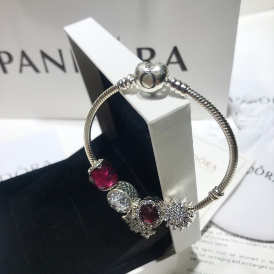 Pandora Fuchsia Fluorescent Shine Bangle Sterling Silver