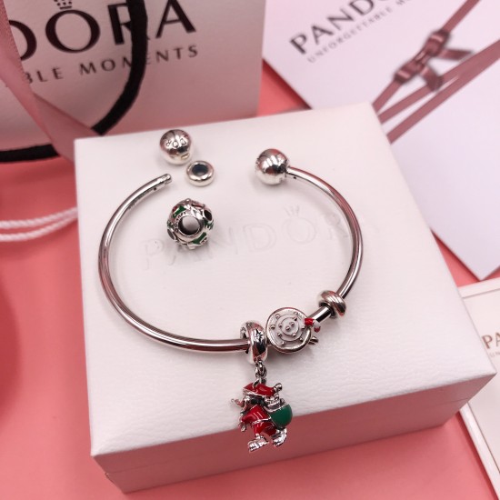 Pandora Mickey Christmas Bangle Sterling Silver