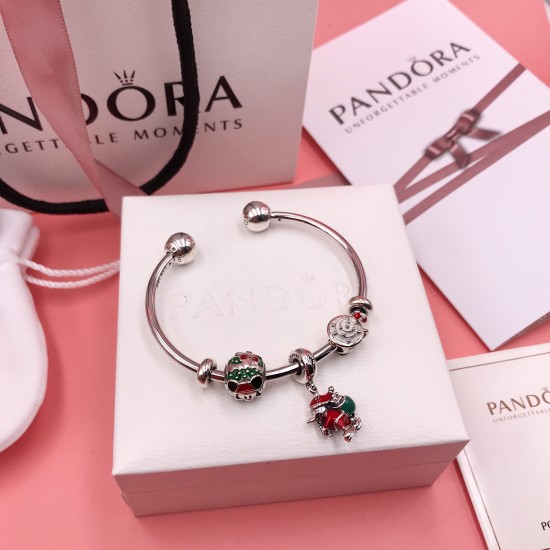 Pandora Mickey Christmas Bangle Sterling Silver