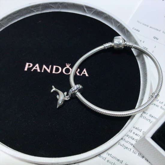 Pandora Pink Dolphin Bangle Sterling Silver