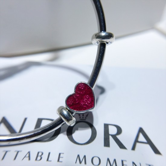 Pandora Red Love Open Bracelet Sterling Silver