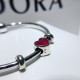 Pandora Red Love Open Bracelet Sterling Silver