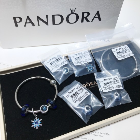 Pandora Snowflake Blue Dream Bangle Sterling Silver