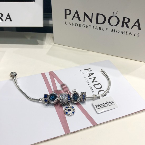 Pandora Sterling Silver Bangle Blue 20082734