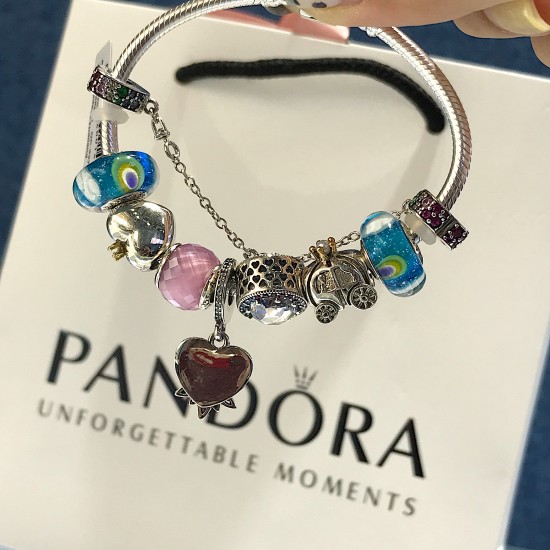 Pandora Sterling Silver Bangle Blue Pink Silver 20082764