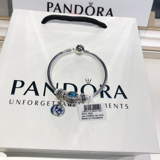 Pandora Sterling Silver Bangle Blue Silver 20082738